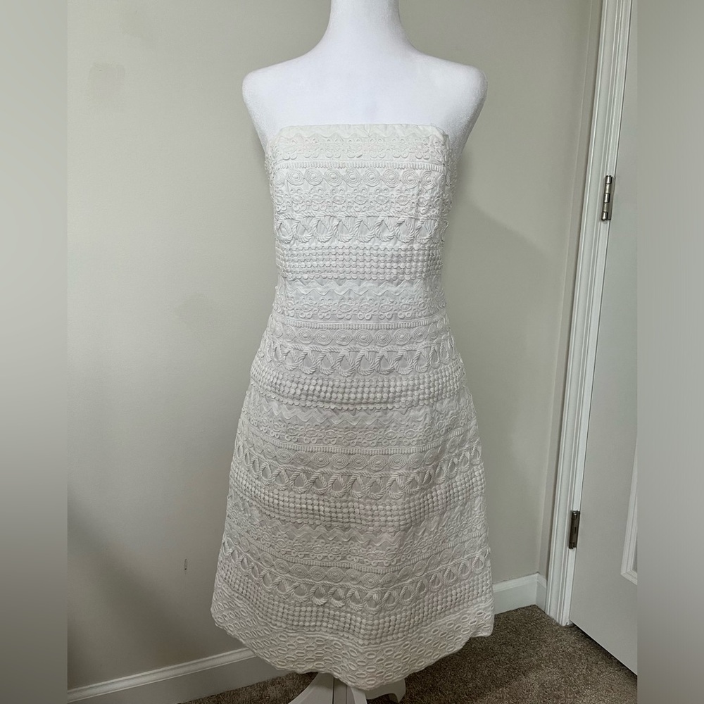 Lilly Pulitzer White Strapless Lace A-Line Dress